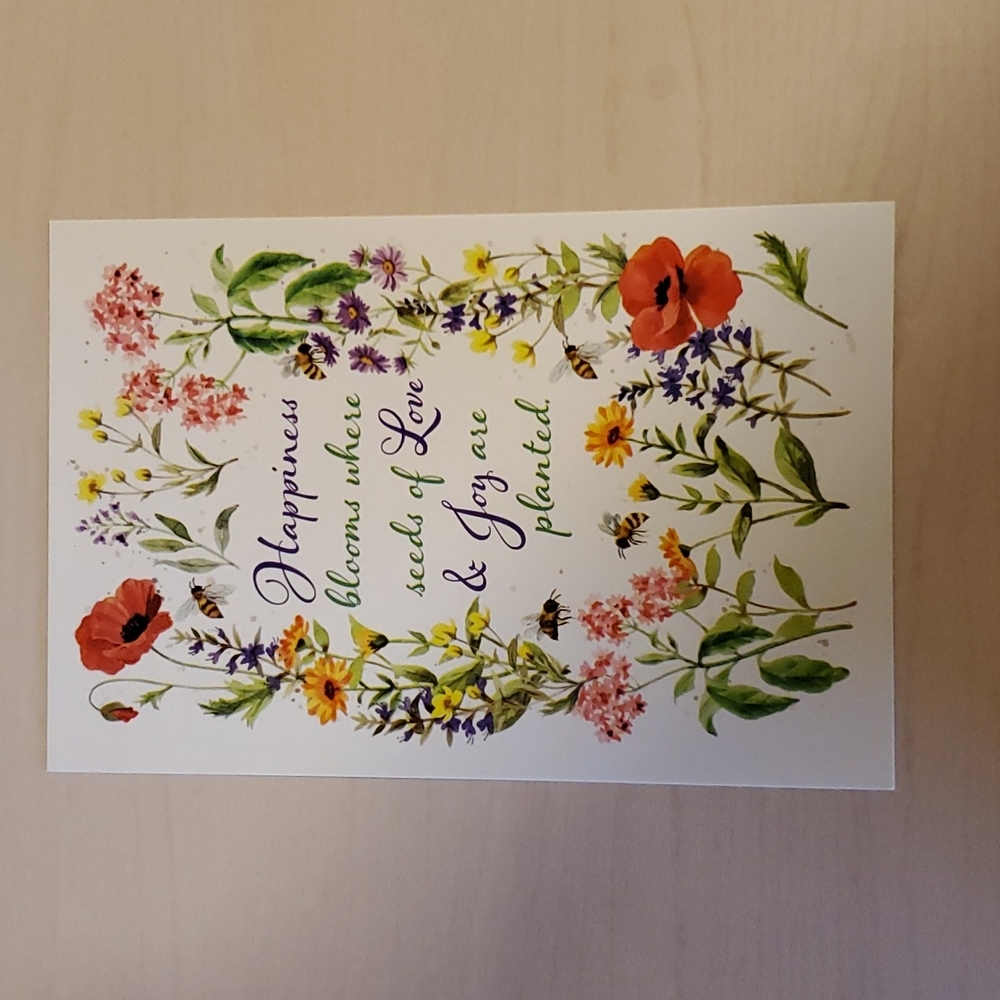 Notecard with Wildflowers, Bees, and Inspirational Quote